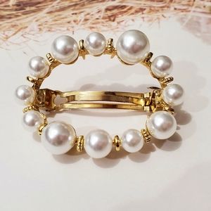 🥂Oval Pearl Hair Clip Gold Base Wedding Events